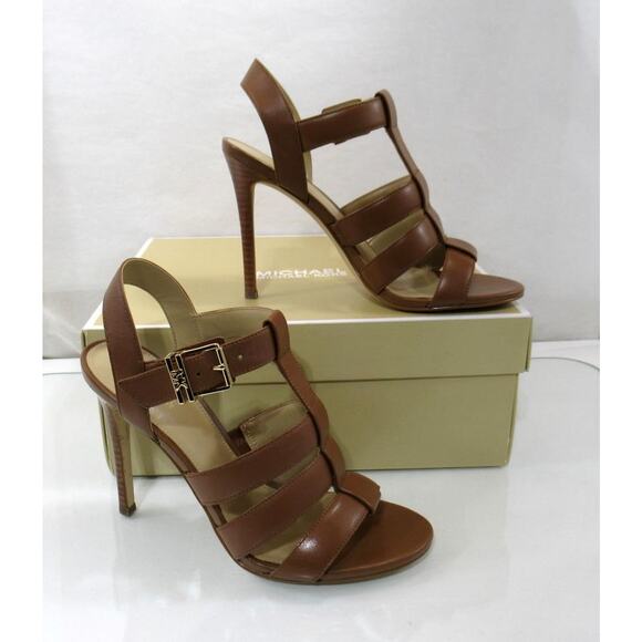 Michael Kors Jagger High Heel Stiletto Strappy Sandal Leather Luggage Size 7 - Picture 3 of 7